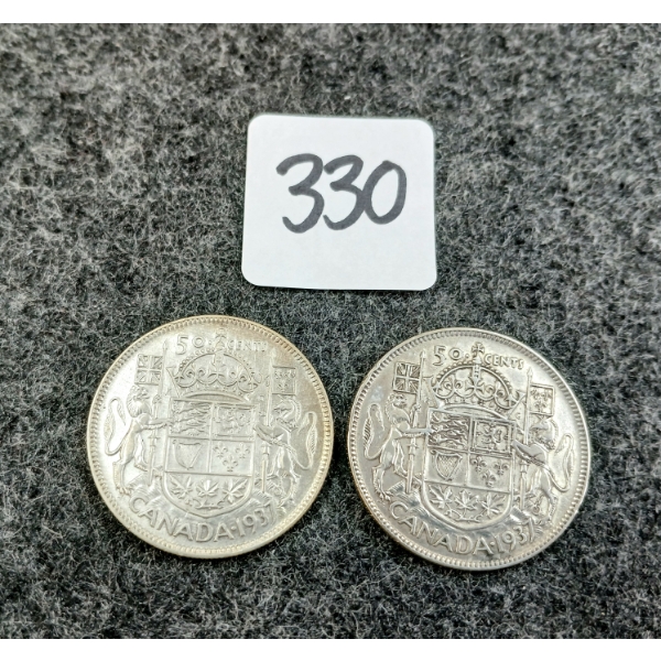 LOT OF 2 - 1937 CDN 50 CENT COINS