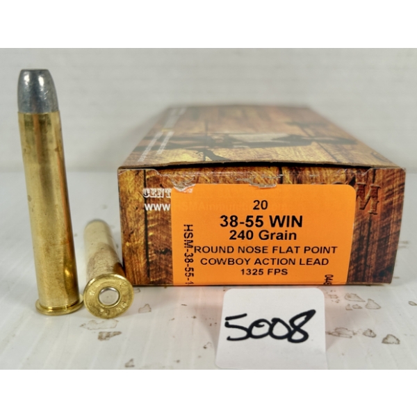 AMMO: 20X HSM .38-55 WIN - 240 GR LFP