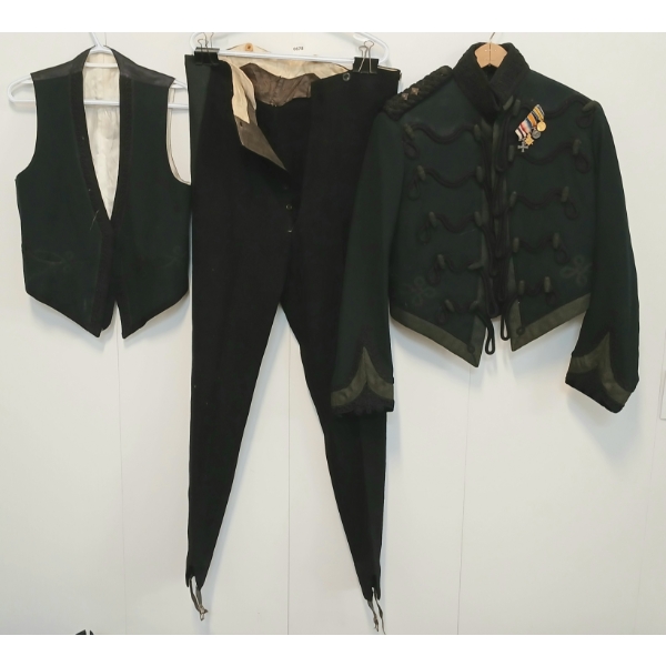 LOT OF 3 - 4TH GORKHA RIFLES DRESS MESS JAKET, VEST & PANTS