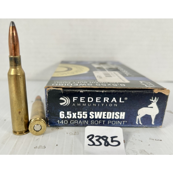 AMMO: 20X FEDERAL 6.5X55 MM SWEDE - 140 GR SP