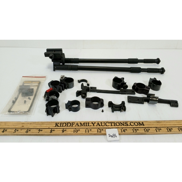 QTY OF SCOPE RINGS / MOUNT BASES & BIPOD - INCL WEAVER 1IN 
