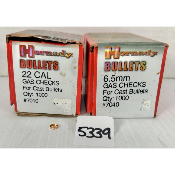 GAS CHECKS: APPROX 1900X .22 CAL & 6.5 MM GAS CHECKS