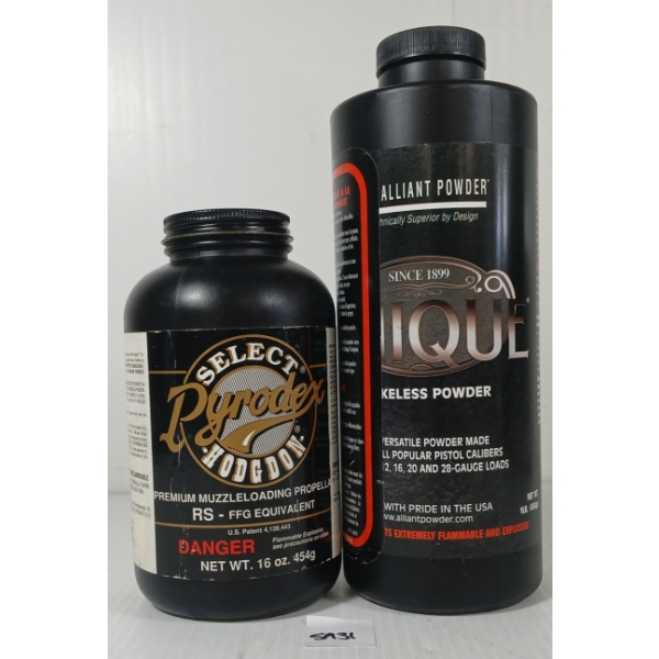 POWDER: ALLIANT UNIQUE SMOKELESS POWDER & HODGDON RS - 2LBS 