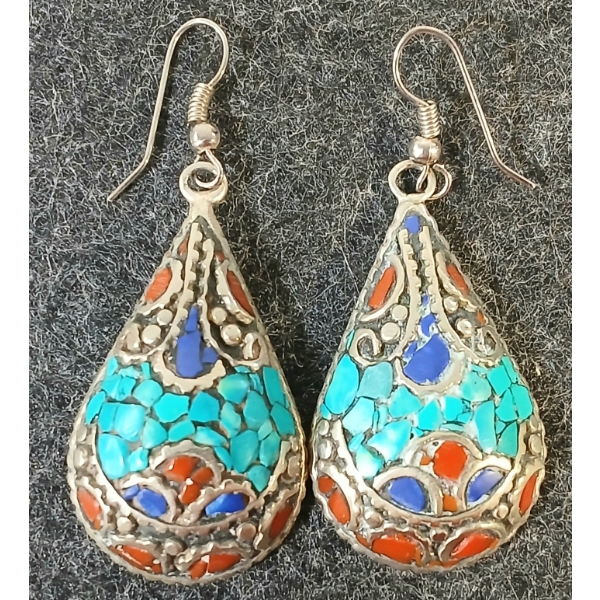 NATURAL STONE MOSAIC STYLE EARRINGS