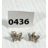 Image 1 : PAIR OF 14K GOLD BUTTERFLY EARRINGS W/ 4 SINGLE CUT DIAMONDS IN EACH