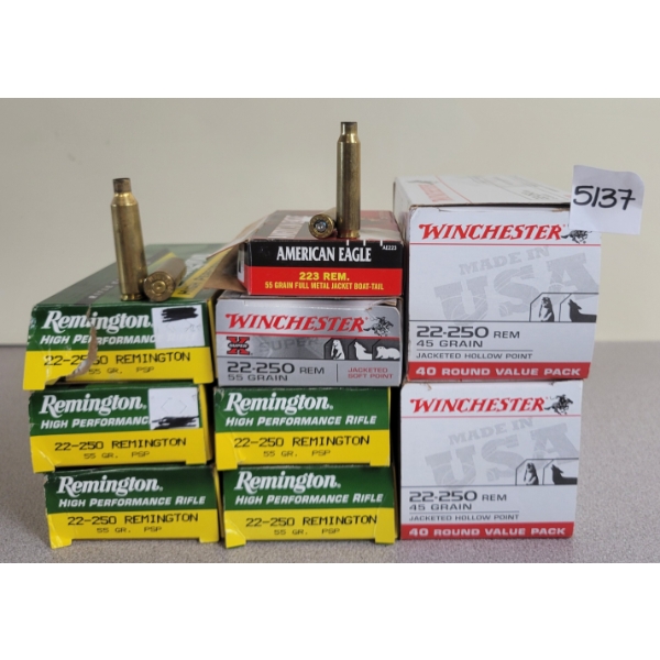 BRASS: APPROX 200X MIXED .22-250 REM 