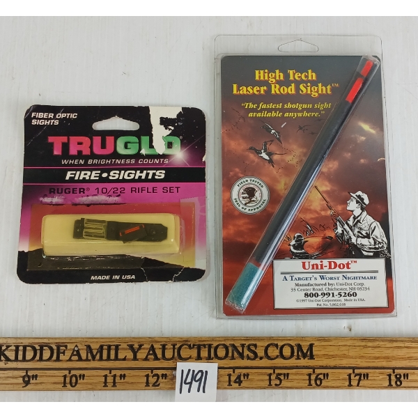 LOT OF 2 - TRUGLO FIBER OPTIC SIGHT & UNI-DOT HIGH TECH LASER ROD SIGHT