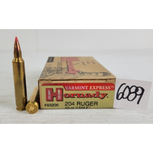 AMMO: 20X HORNADY .204RUGER - 40GR  - V-MAX