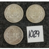 Image 1 : LOT OF 3 - 1956 CDN 50 CENT SILVER COINS