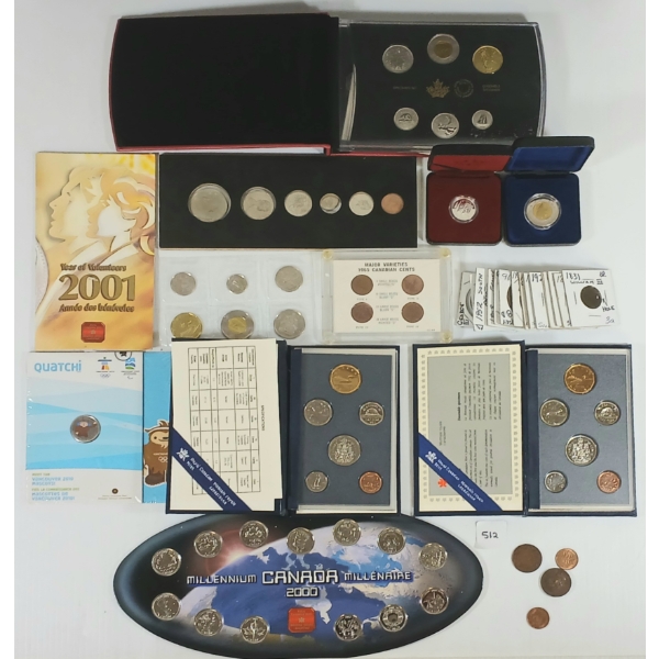 JOB LOT - MISC CDN & WORLD COINS - INCL SILVER PCS