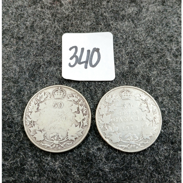 LOT OF 2 - 1918 & 1919 CDN 50 CENT COINS