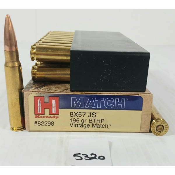 AMMO: 20X HORNADY MATCH 8X57 JS - 196GR - BTHP