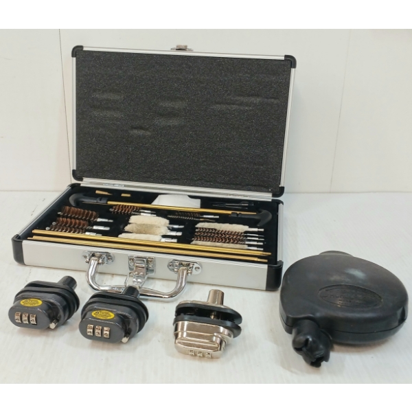 LOT OF 5 - CLEANING KIT, TRIGGER COMBO LOCKS & HUNTING HOIST