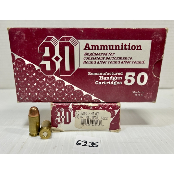 AMMO: 100X .45 ACP - 230 GHR FMJ - FACTORY RELOADS
