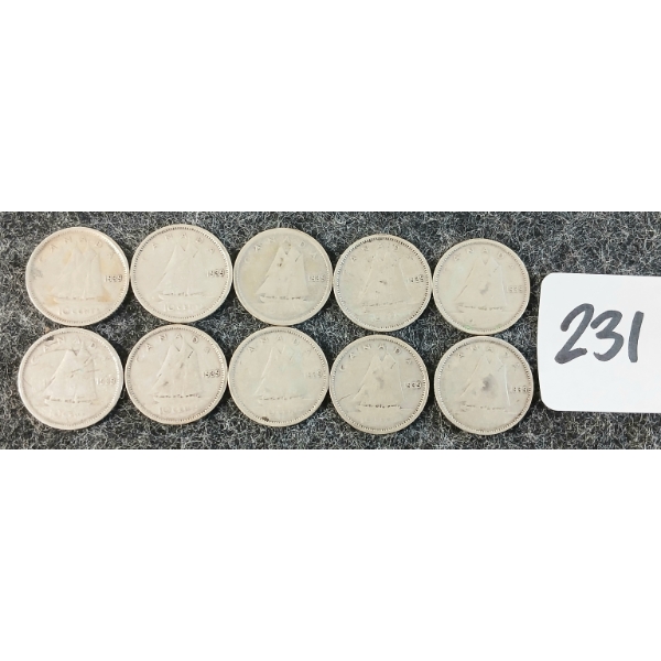 LOT OF 10 - 1939 CDN 10 CENT COINS