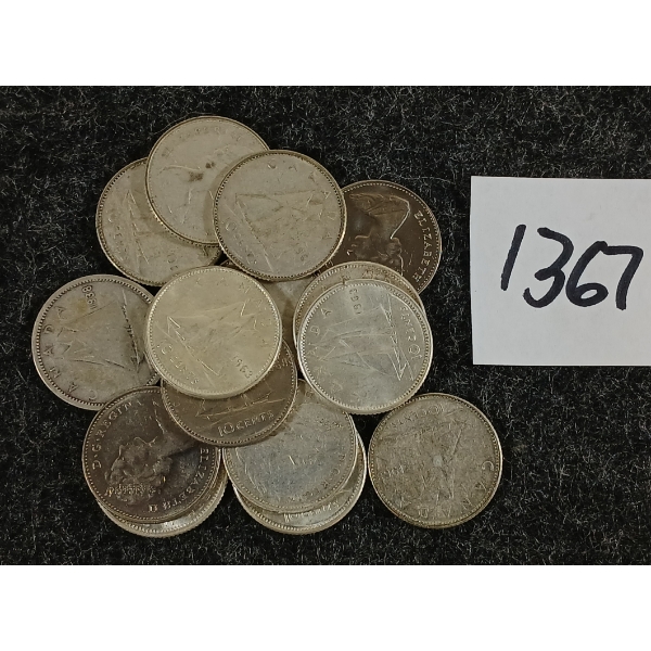 LOT OF 15 - 1938-1968 CDN SILVER DIMES