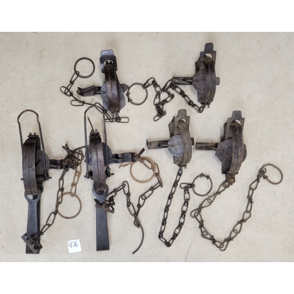 LOT OF 6 - VINTAGE ONEIDA VICTOR STEEL ANIMAL TRAPS