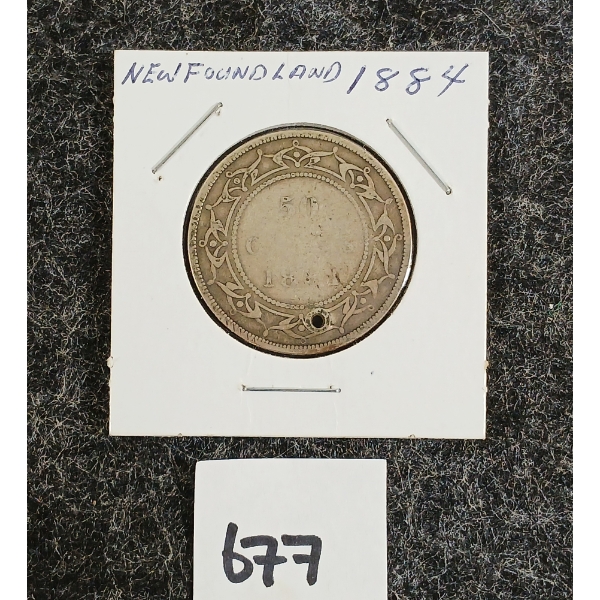 1884 NEWFOUNDLAND 50 CENT SILVER PC