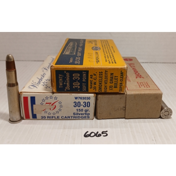 AMMO: 60X MIXED .30-30 - 150, 160 & 170GR - SILVERTIP & SP
