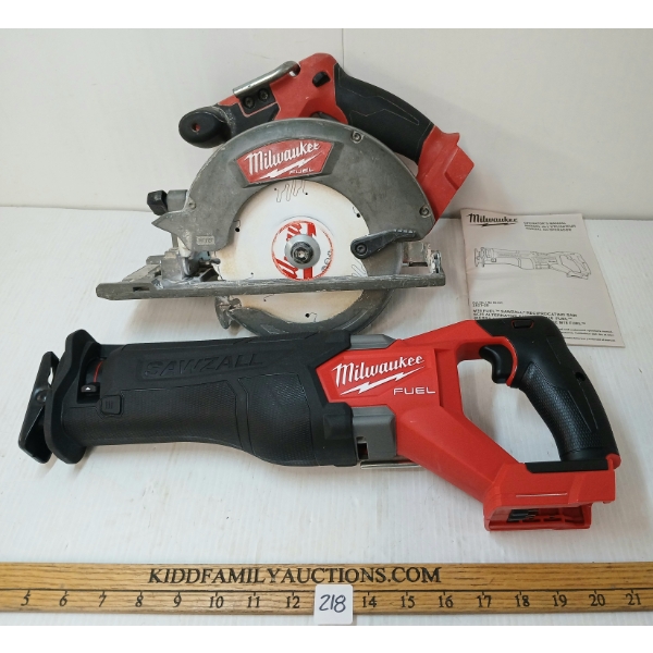 LOT OF 2 - MILWAUKEE M18 FUEL SAWZALL RECIPROCATING SAW & 6-1/2" CIRCULAR SAW