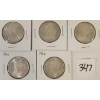 Image 1 : LOT OF 5 - 1966 CDN SILVER HALF DOLLARS