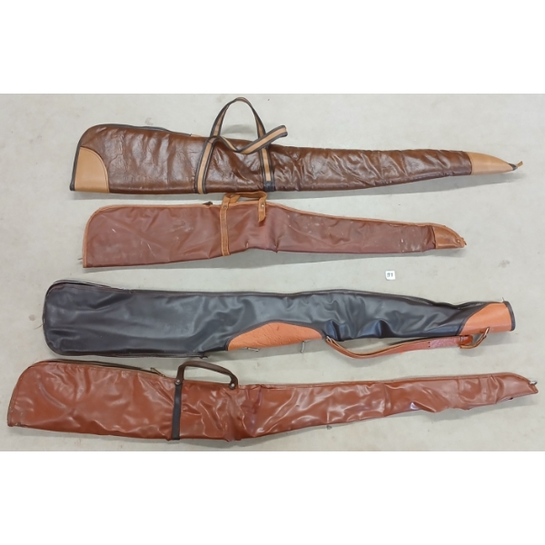 LOT OF 4 - SOFT LEATHER LONG GUN CASES