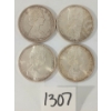 Image 2 : LOT OF 4 - 1967 CDN 50 CENT SILVER COINS