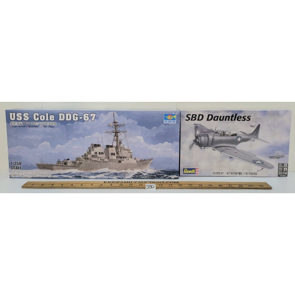 LOT OF 2 - MODEL KITS - REVELL & TRUMPETER SBD DAUNTLESS & USS COLE DDG-67 