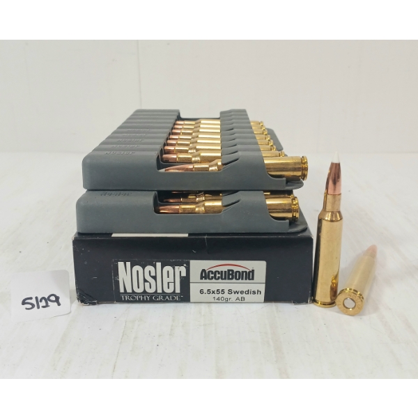 AMMO: 20X NOSLER ACCUBOND 6.5X55 SWEDISH - 140GR - AB