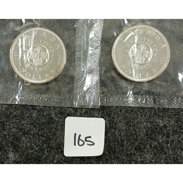  LOT OF 2 - 1964 CDN SILVER DOLLARS - CHARLOTTETOWN