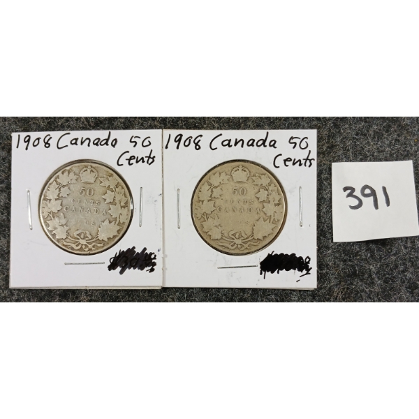 1908 CDN SILVER 50 CENT PCS 