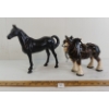 LOT OF 2 - CAST IRON & PORCELAIN HORSE FIGURINES
