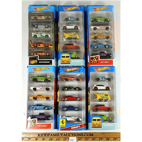 LOT OF 6 - HOTWHEELS - FERRARI 5, NIGHTBURNERZ, VOLKSWAGEN, ETC