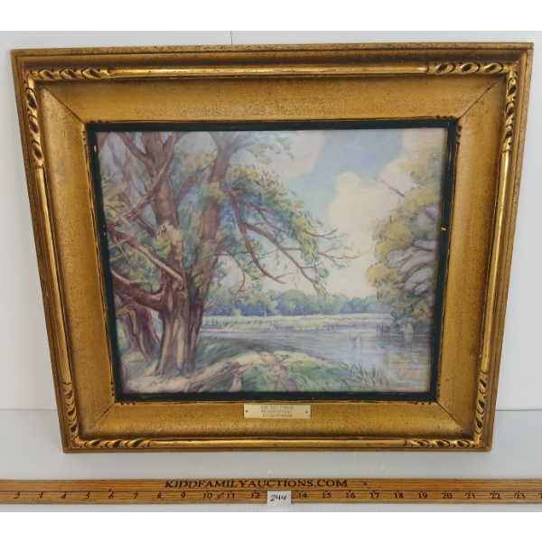 "ON THE POND" BY GEORGES CHAVIIGNAUD (1865-1944) - FRAMED WATERCOLOUR