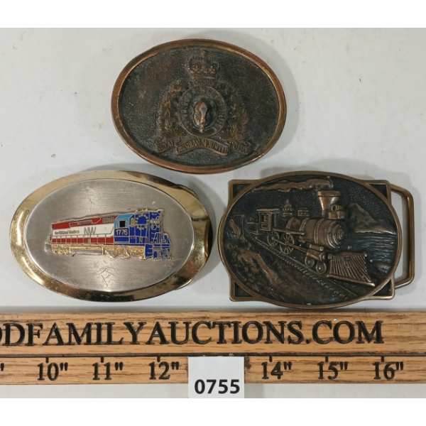 LOT OF 3 - RCMP & TRAIN BEL BUCKLES