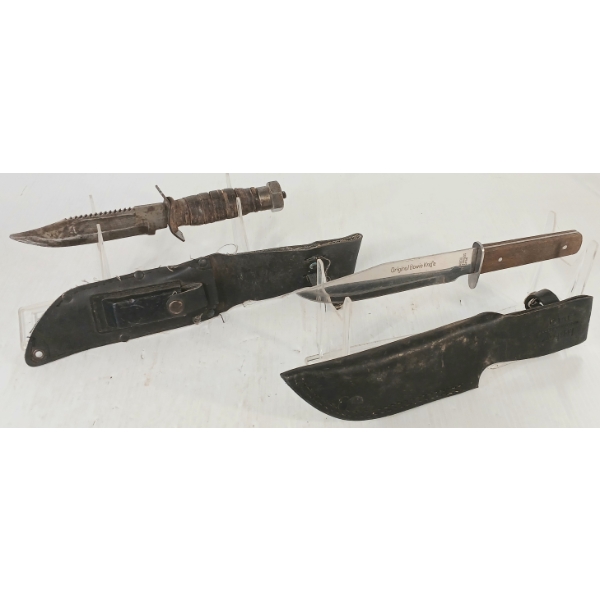 LOT OF 2 - VALOR & SABRE ORIGINAL BOWIE KNIVES W/ SHEATHS