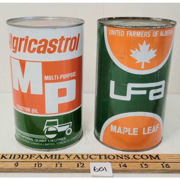 LOT OF 2 - AGRICASTROL MP & UFA MAPLE LEAF OIL CANS - QT