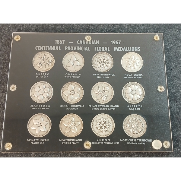 1867-1967 CDN CENTENNIAL PROVINCIAL FLORAL MEDALLIONS