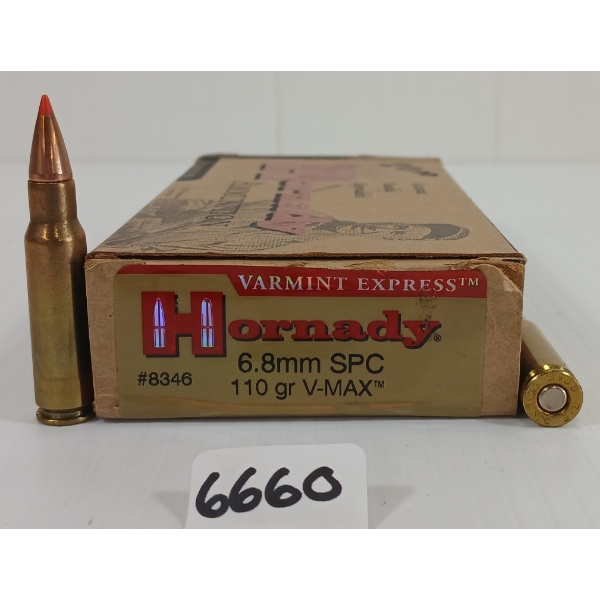 AMMO: 20X HORNADY 6.8MM SPC - 110 GR. V-MAX
