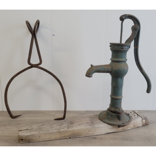 LOT OF 2 - WORTMAN & WARD MFG CISTERN PUMP & ICE TONGS