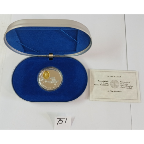 1992 CDN $20 SILVER COIN - THE FLEET 80 CANUCK