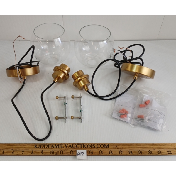 LOT OF 2 - SINGLE BULB HANGING PENDANT LIGHTS