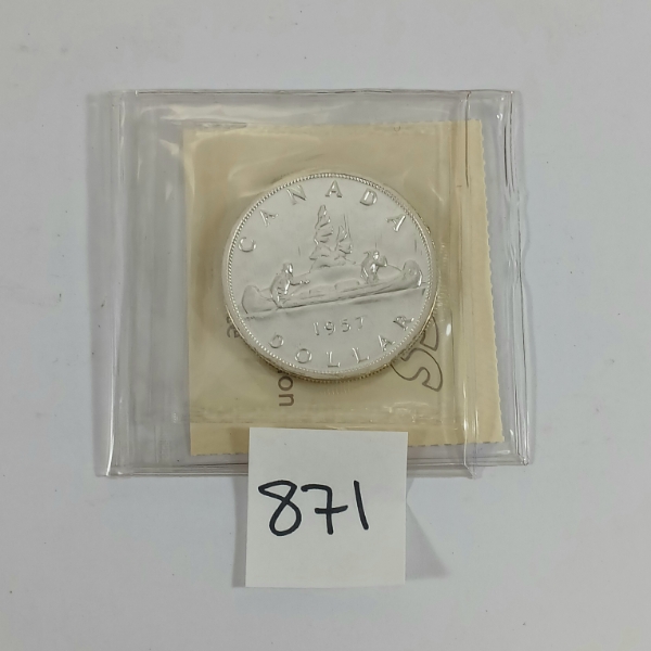 1957 CDN SILVER DOLLAR - ICCS GRADED