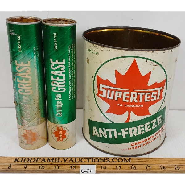 LOT OF 3 - SUPERTEST ANTI-FREEZE GAL CAN & GREASE TUBES