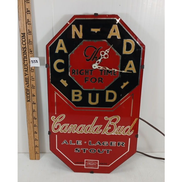 INTERNATIONAL UNION CANADA BUD PLUG IN WALL CLOCK 