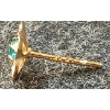 Image 3 : PAIR OF 14K GOLD & BLUE STONE FLOWER EARRINGS
