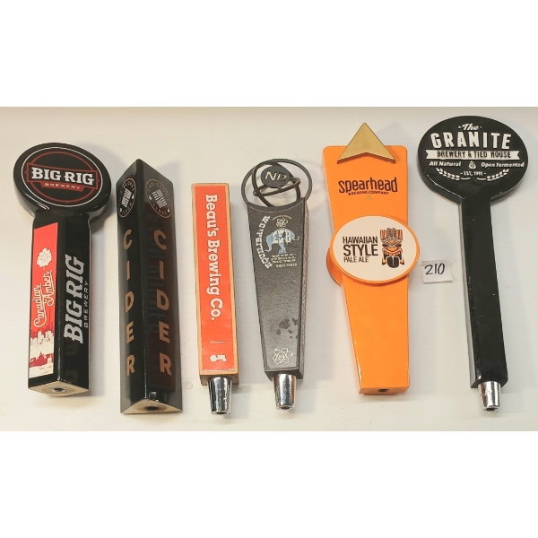 LOT OF 6 - BEER TAPS - BEAU'S, SPEARHEAD, GRANITE, NICKEL BROOK, BIG RED & 2 BLOKES