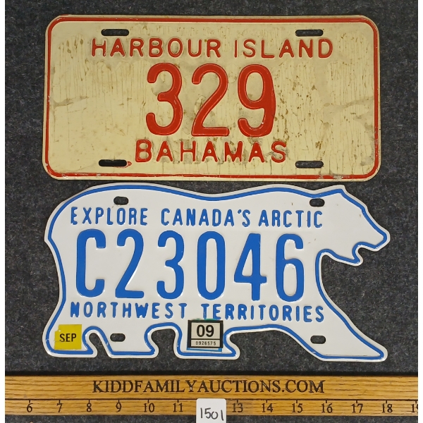 LOT OF 2 - LICENCE PLATES - NORTHWEST TERRITORIES & BAHAMAS