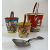 Image 2 : LOT OF 3 - TIN BUCKETS W/ SHOVEL - INCL EAGLE TOYS