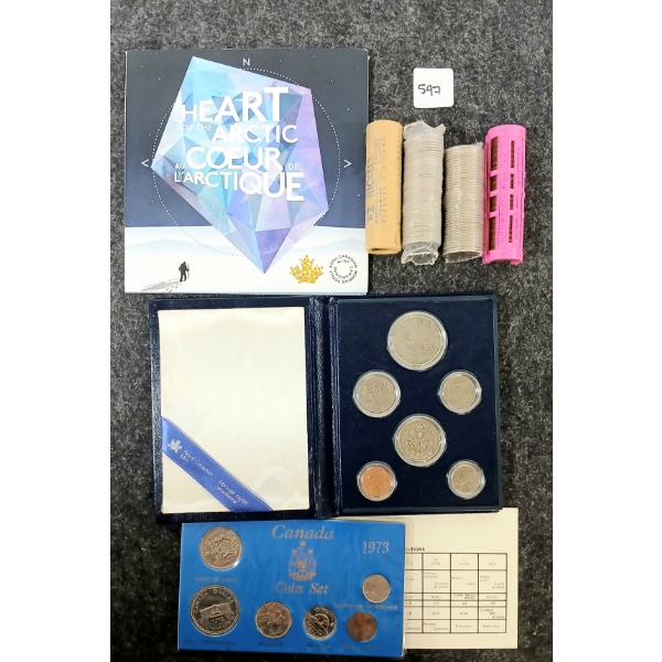 QTY OF CDN MISC COINS - INCL 2013 RCM 25 CENT COIN SET - HEART OF THE ARCTIC